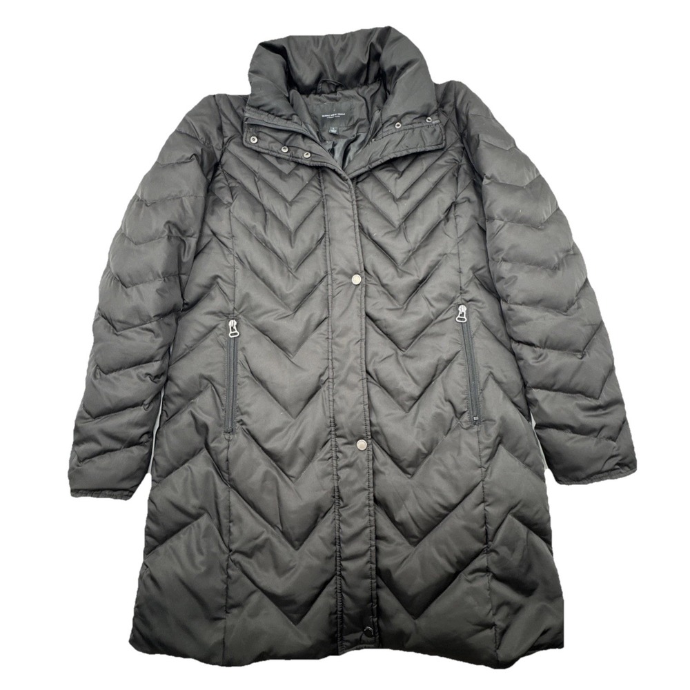 Marc New York Miranda Chevron Quilted Down Coat *Missing Hood* Women Large Black